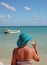 Lady with Margarita at the Beach