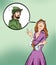 Lady in medieval dress. Girl laughs at a man. Laughing princess. Medieval legend. Medieval woman. Robin Hood.