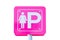 Lady parking metal sign on white background.clipping path