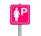 Lady parking sign isolated on white background.