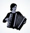 Lady plays the accordion. Vector drawing