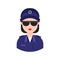 Lady police glyph flat vector icon