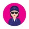 Lady police glyph flat vector icon