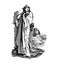 Lady in robe with sphinx clipart vintage Egyptian