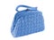 Lady`s hand bag from straw wickerwork blue color.