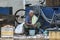 A lady selling fish and crabs at the Negombo Fish Market in Negombo, Sri Lanka.