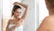 Lady Shaving Underarms Armpits With Razor In Bathroom, Panorama