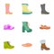 Lady shoes icon set, flat style
