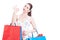 Lady shopper with summer look showing okay gesture