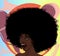 Lady singer soul music with afro hair style. Vector doodle.Suprised woman. Jazz music singer