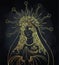 Lady of Sorrow. Devotion to the Immaculate Heart of Blessed Virgin Mary, Queen of Heaven. Vector illustration isolated.