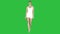 Lady walking in white sports lingerie and smiling on a Green Screen, Chroma Key.