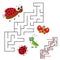 Ladybird and her baby. Kid maze game. Search the way.