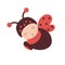 Ladybug baby, costume of a ladybug with wings, sleeping baby dressed as a ladybug