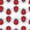 Ladybug beetle seamless pattern