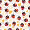 Ladybug colorful gold glitter spread colorful white seamless pattern