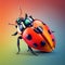 Ladybug colorful illustration closeup. Generative AI