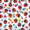 Ladybug colorful leaf flower line dot seamless pattern