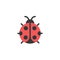 Ladybug. Flat color icon. Animal vector illustration
