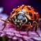 ladybug on a flower after rain