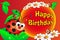 Ladybug and flowers - Birthday card