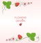 Ladybug, flowers and strawberries. Flower design.