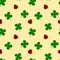 Ladybug and four leaf clover seamless pattern good luck illustration