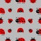 Ladybug Ladybird icon set. Baby collection. Funny insect. Seamless Pattern Wrapping paper, textile template. Gray background. Flat