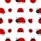 Ladybug Ladybird icon set. Baby collection. Funny insect. Seamless Pattern Wrapping paper, textile template. White background. Fla