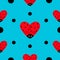 Ladybug Ladybird icon set. Heart shape. Baby collection. Funny kawaii baby insect. Black dots. Seamless Pattern Wrapping paper, te