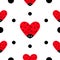 Ladybug Ladybird icon set. Heart shape. Baby collection. Funny kawaii baby insect. Black dots. Seamless Pattern Wrapping paper, te