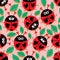 Ladybug love cute seamless pattern