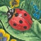 Ladybug. Painting honey watercolors on paper.