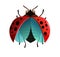 Ladybug red. Wildlife object. Prepared to take off and spread wings. Little funny insect. Cute cartoon style. Isolated