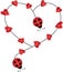 Ladybugs forming heart shape