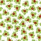 Ladybugs on a green leaf. Vector seamless pattern.