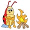 Ladybugs were freezing cold by the fire, doodle icon image