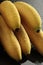 Ladyfinger bananas on black background