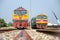 Laem Chabang,Thailand:Two locomotives freight park