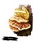 Laetiporus or sulphur shelf, chicken fungus or mushroom closeup digital art illustration. Boletus grows on thee and have sulphur-