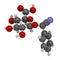 Laetrile molecule. Derivative of amygdalin. Used in quack cancer treatment. 3D rendering. Atoms are represented as spheres with