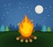 Lag Baomer bonfire in the forest, Lag B'Omer Jewish holiday, camping concept. Vector illustration