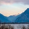 Lago d`Idro, Italy. Surrounded by the Alps mountain range.