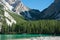 LAGO DI BRAIES, ITALY - SEPTEMBER 6, 2023: Tourist in the coast of Braies lake, Italian dolomites