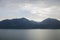 Lago di Iseo, Italy Lombardy. Lake panorama from ferry. Italian landscape. Lake Iseo, Italy.