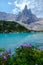 Lago di Sorapis in the Italian Dolomites,blue lake Lago di Sorapis, Lake Sorapis Dolomites, Italy.