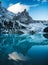 Lago di Sorapis lake, Dolomite Alps, Italy. Beautiful natural landscape at the winter time.