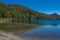 Lago Espejo Grande near Villa la Angostura in Neuquen Province, Argentina. Beautiful sunset on Lago Espejo Grande