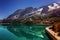 Lago Fedaia Fedaia lake, an artificial lake and a dam near Canazei city, located at the foot of Marmolada massif, as seen from