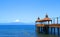 Lago Lake Llanquihue at Puerto Varas. Snowcapped Osorno Volcano in the background. Chile, South America